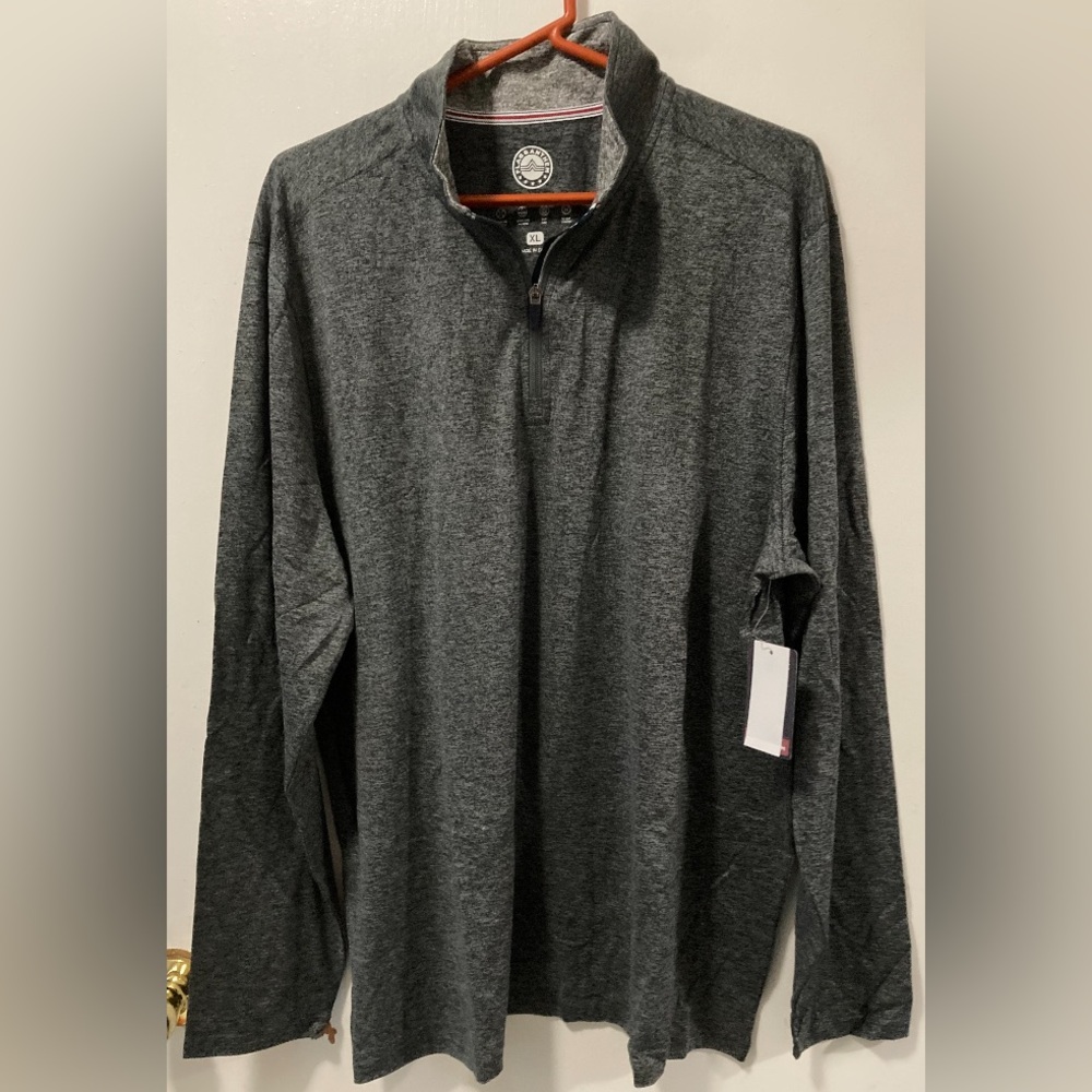 Flag & Anthem Men's Quarter-zip Pullover Charcoal Heather Sweater Shirt Size XL